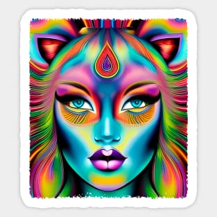 Catgirl DMTfied (27) - Trippy Psychedelic Art Sticker